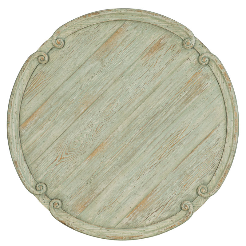 Soft White Pine Round Coffee Table with Distressed Finish