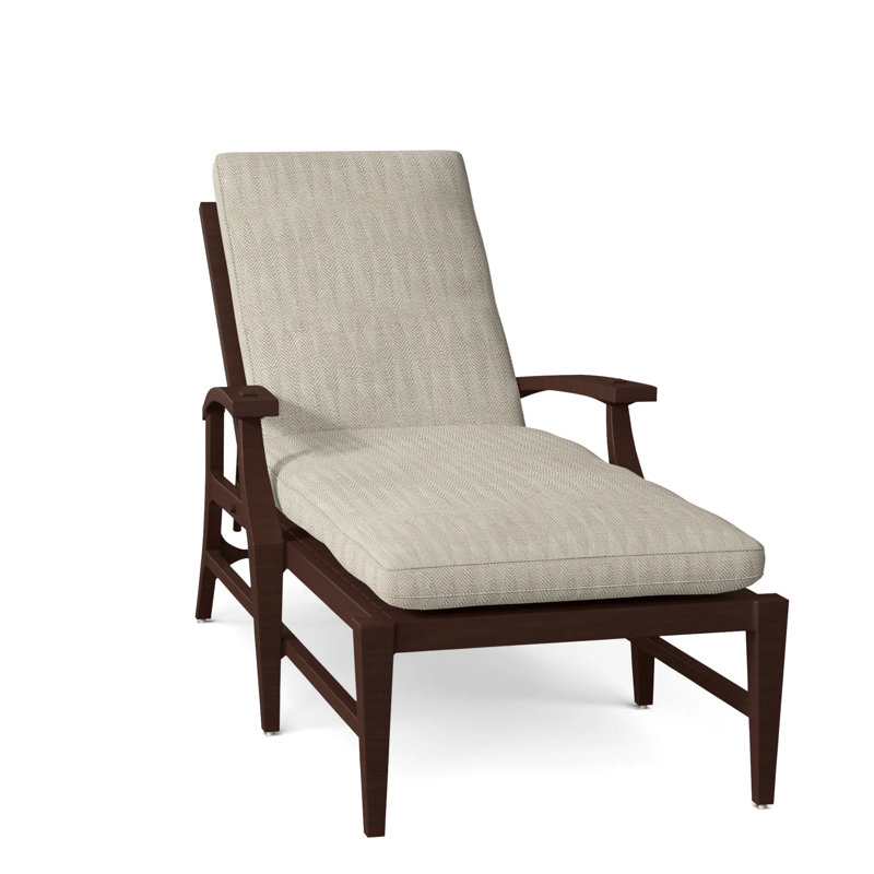 Chaise longue d'extérieur en aluminium Croquet, Welt, Chevron sable, Acajou