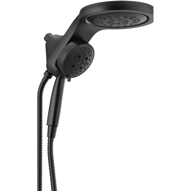 HydraChoice Hydrorain 5 Spray Dual Shower Head and Handheld Shower with H2Okinetic 2.5 GPM, Matte Black