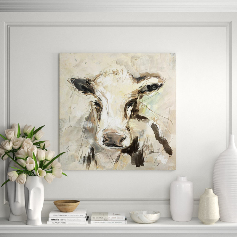 Cow III Print by Elena Carlie, Image Brush Gel, 36" H x 36" W x 1.5" D