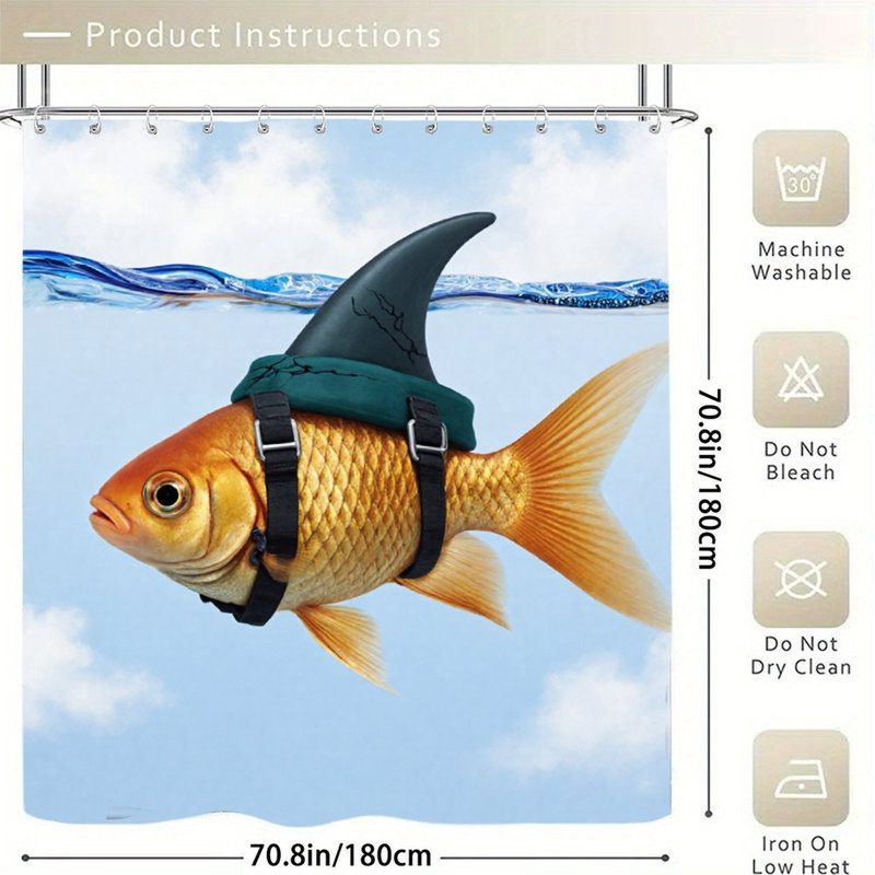 Rideaux de douche Fun Goldfish Shark Fin, 71X71