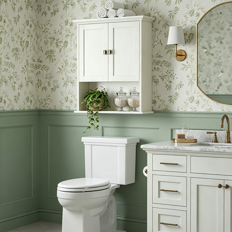 Armoire murale de salle de bain, armoire à pharmacie en bois au-dessus de la toilette (blanc crème), Blanc