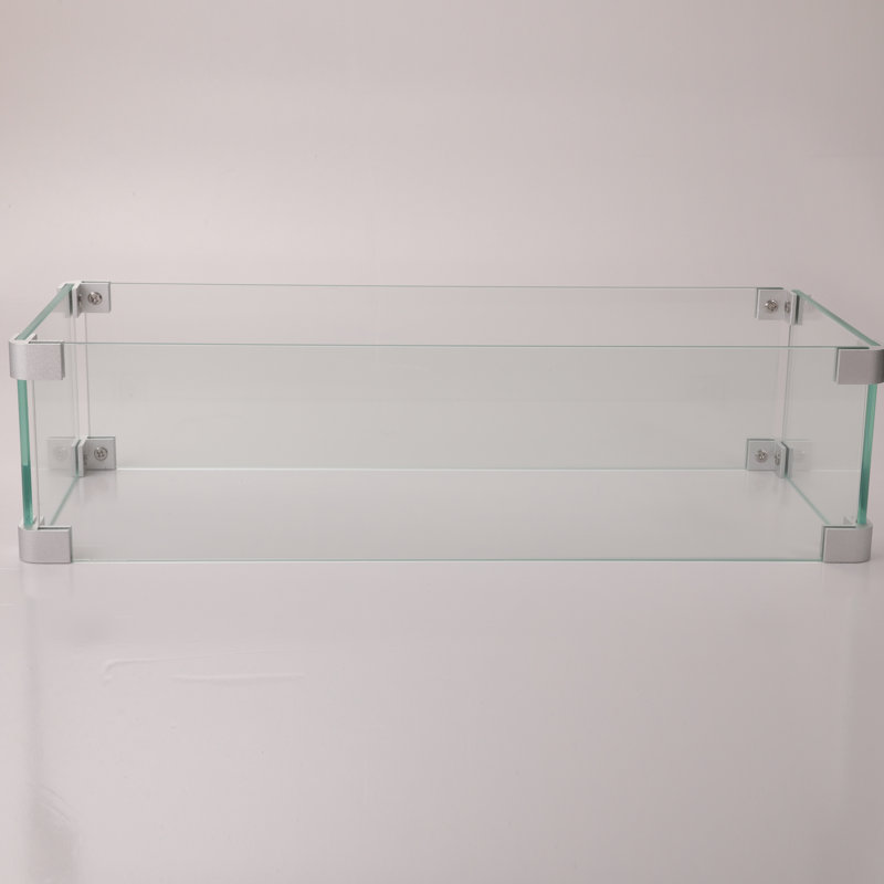 Pare-vent rectangulaire en verre, transparent, 7,64 po Largeur, profondeur 19,31 po, hauteur 5,51 po, écran transparent lb, H x l P,