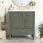 Meuble-lavabo moderne compact vert olive avec lavabo en céramique pour un rangement élégant