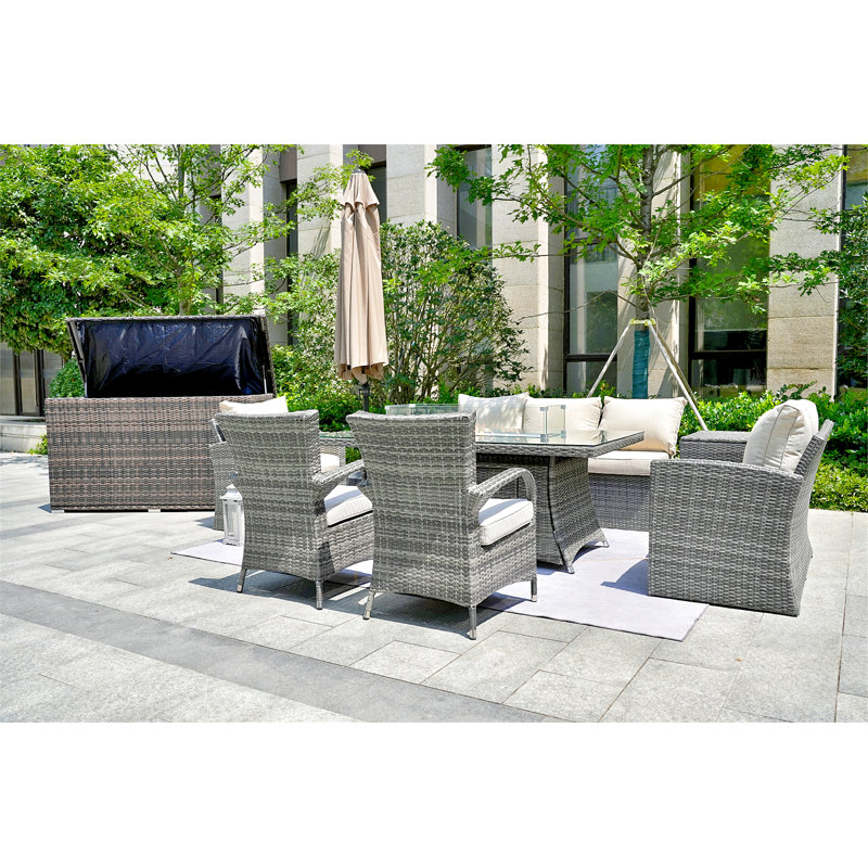 Aevin Rectangular 8 - Person 71" Long Dining Set with Cushions