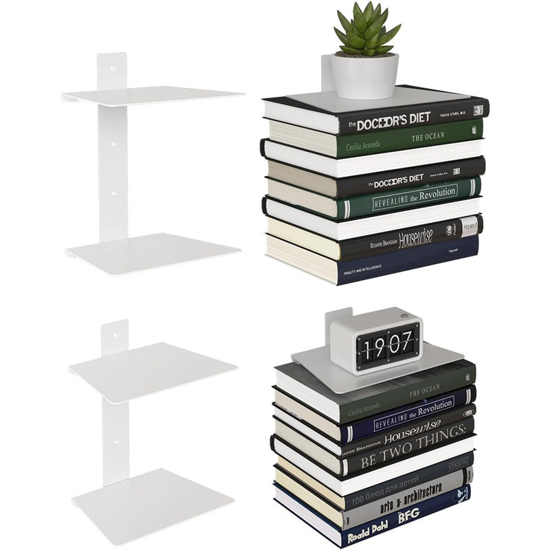 Invisible Floating Book Shelves For Wall, 4 Tier Heavy Duty Meta...