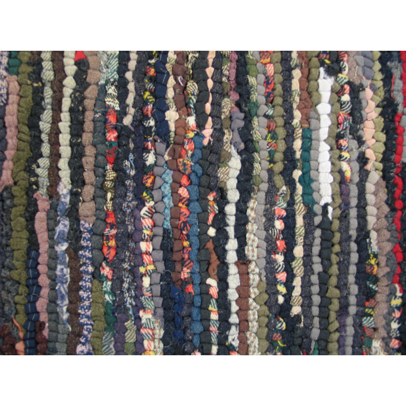 Antique American Hooked Rug Room Size Wool & Cotton Multicolor