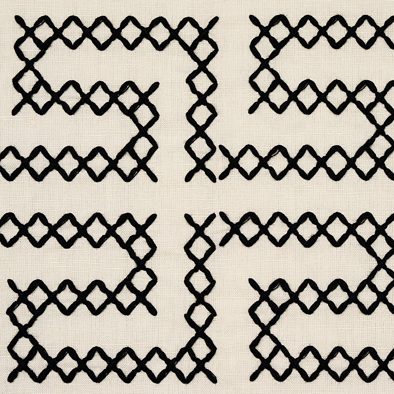 Tissu de broderie A Maze, Noir / Ivoire