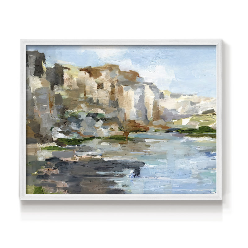 Western Cliffs I -Framed Print - Restickable, 22" H x 28" W, White