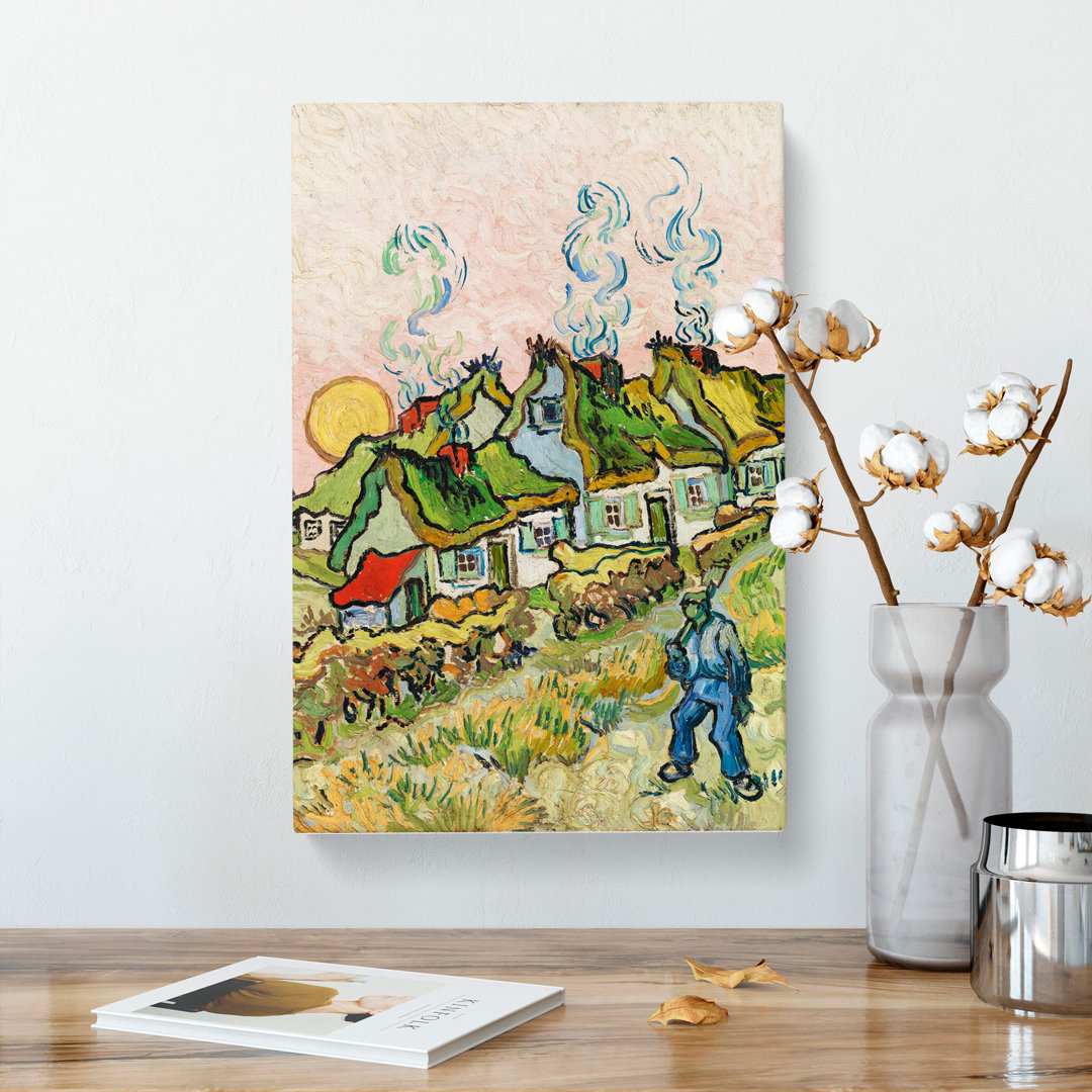 Houses And Figure by Vincent Van Gogh - Wrapped Canvas