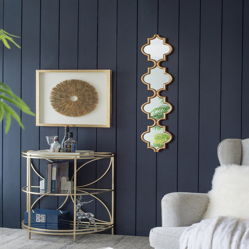 Miroir mural doré à quatre niveaux 9,5 x 1 x 47,2 po