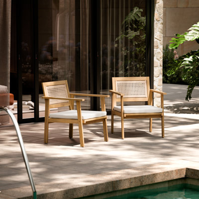 Arbora Lounge Chair Set of 2 (Part 2 of 2) - Wood Outdoor Seating with Double-String Woven Back & Deep Seating