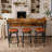 3-Drawer Long Dining Table Set With Power Outlets, Bar Kitchen Table Set With Circular PU Stools, Easy Assemble