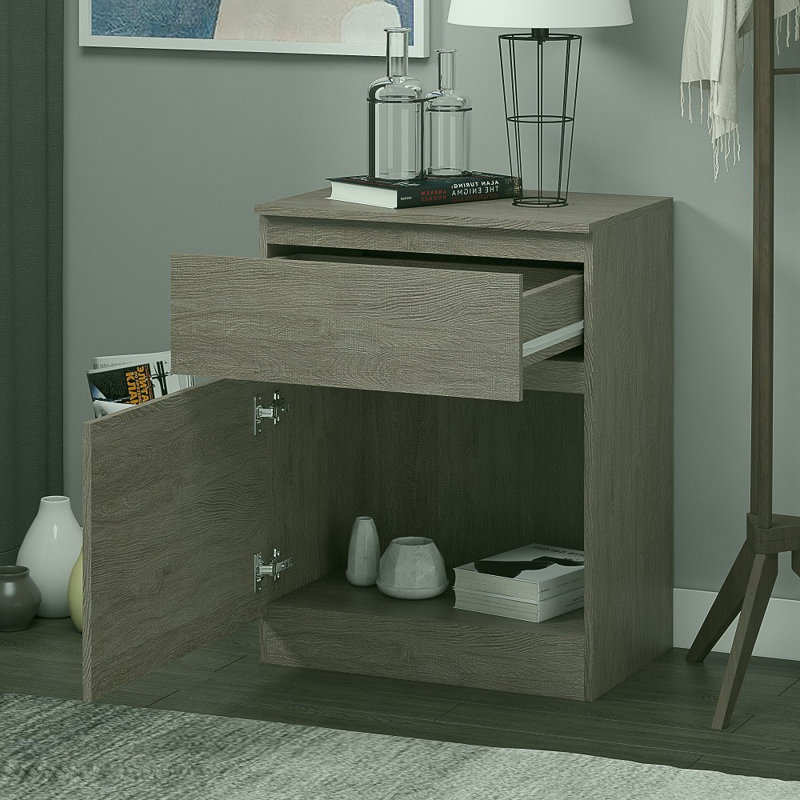 Tassone Compact Modern Sideboard Multi-Storage Unit, Rustic Oak