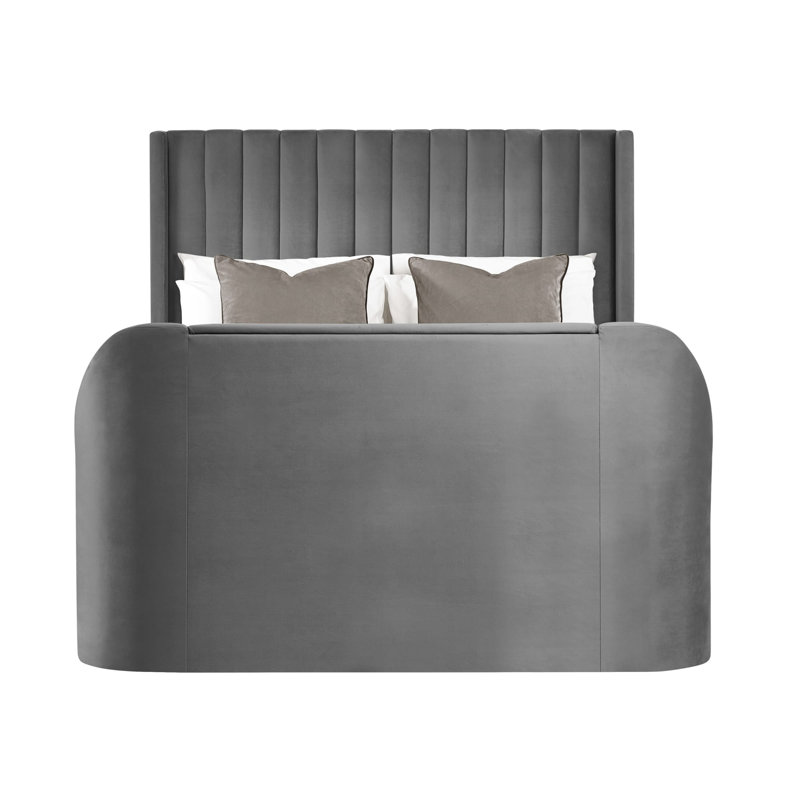 Rodrik SIDE LIFT OTTOMAN TV BED, Dark Grey, Super King (6')