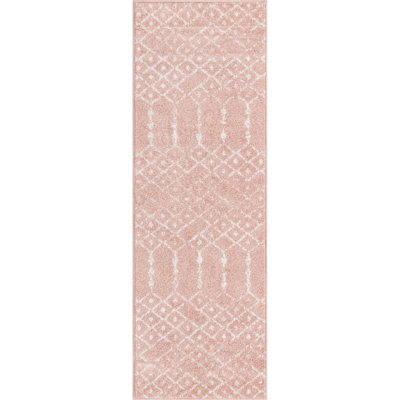 Geometric Rose Pink Area Rug