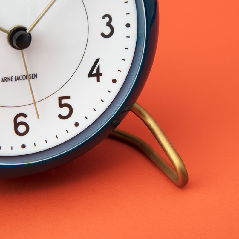 Station Electric Clock, White/Teal/Gold