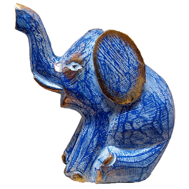 Caffey Handmade Figurine / Sculpture Decorative Object, 4" H x 5" W x 4" D, Blue