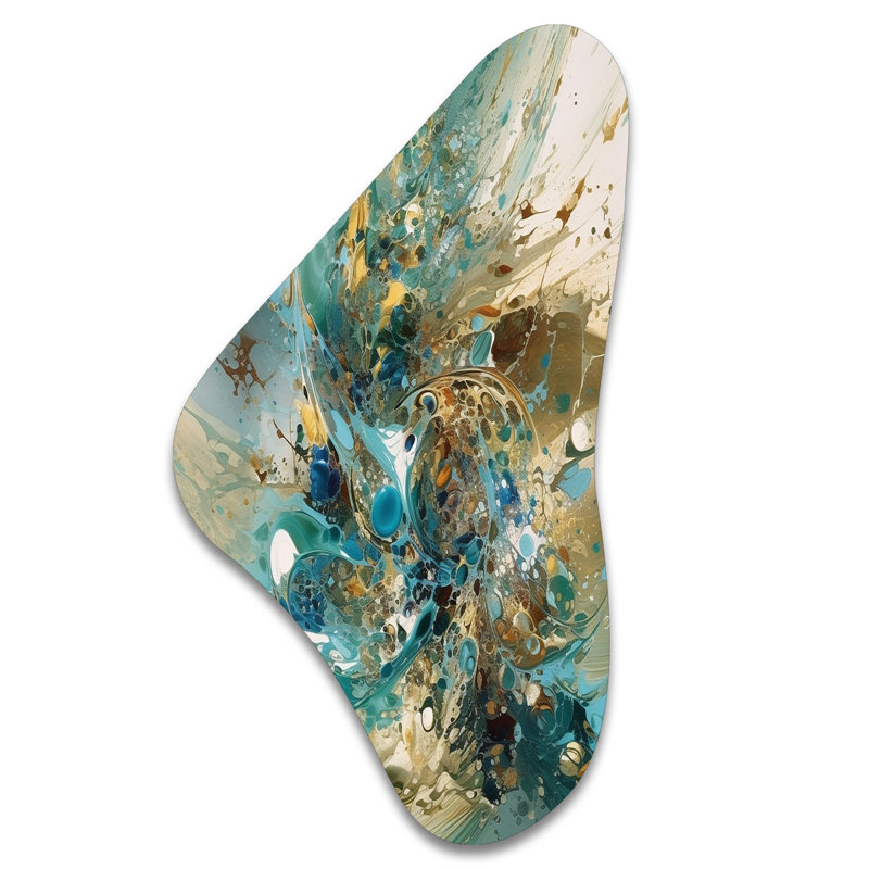 Clytee - Abstract Marble Boomerang Shape Irregular Metal Wall Decor, 31" H x 17" W