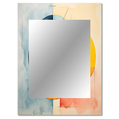 Cubic soft colors tiles V - Geometric Wall Mirror, Orange Decorative Mirror, Printed Metal Art