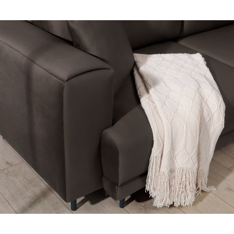 Aecca 4 Seater Sofa Bed, Left facing, Brown