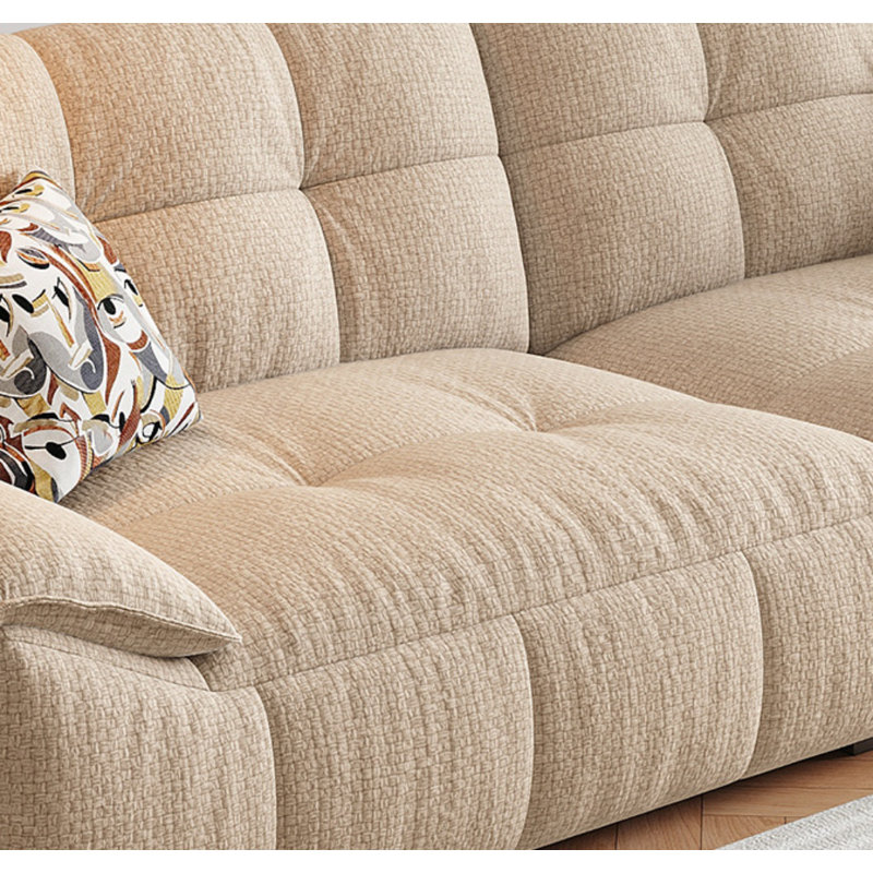 Canapé simple décontracté, H 34,65 po x l 110,24 po x P 37,4 po, Crème, crème