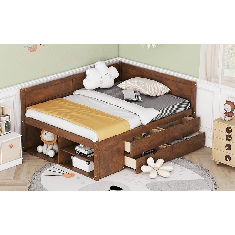 Lit de jour moderne Elshan, Noyer, Complet/Double
