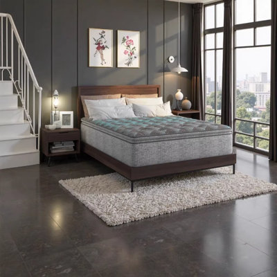 Matelas simple à double face 9 po Restony Comfort Care gris moyen + bleu
