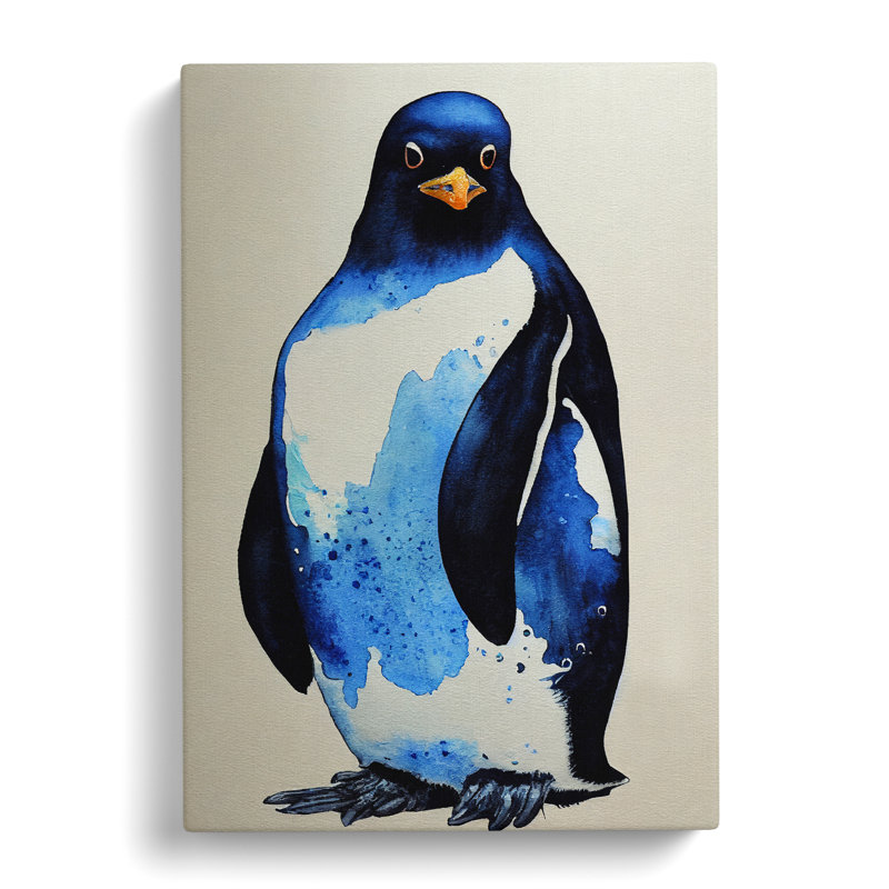 Watercolour Penguin No.1 - Wrapped Canvas Painting, 50cm H x 35cm W x 3cm D