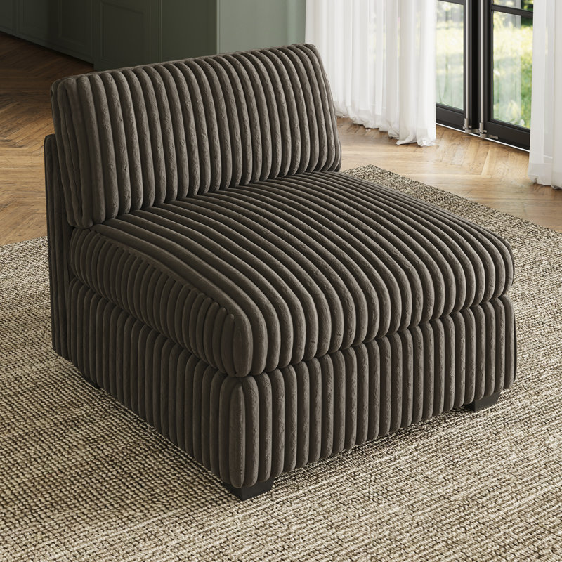  Knopp Velvet & Plush Wide Corduroy Single Chair Seat Of Modular Sofa, Brown Corduroy