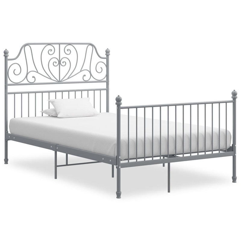 Structure de lit durable en métal thermolaqué vidaXL, Blanc, 55,1 po x 78,7 po