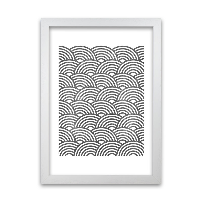 Art Deco Grunge Original - Print, White Frame, 84cm H x 59cm W x 3cm D