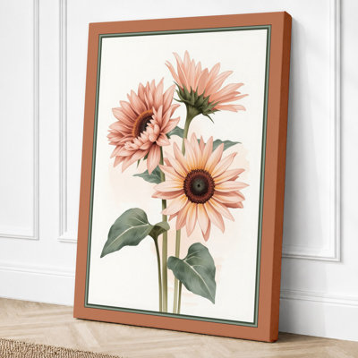 Three Gerbera Bloom Botanical - Wrapped Canvas