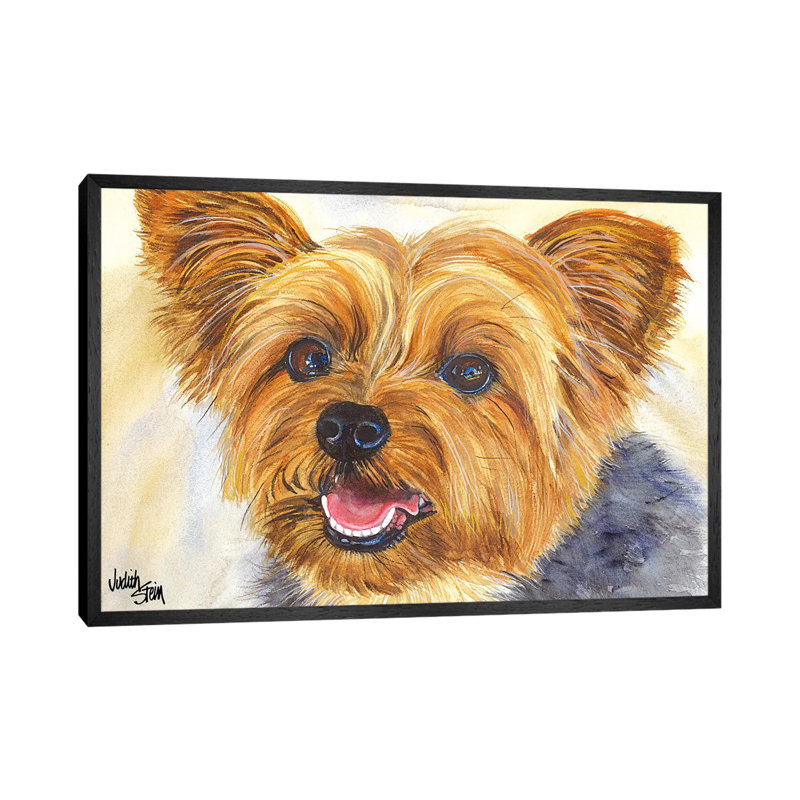 Duke - Blue Yorkshire Terrier 1 Piece Painting on Canvas, 66.04 cm H x 45.72 cm W, Black Framed