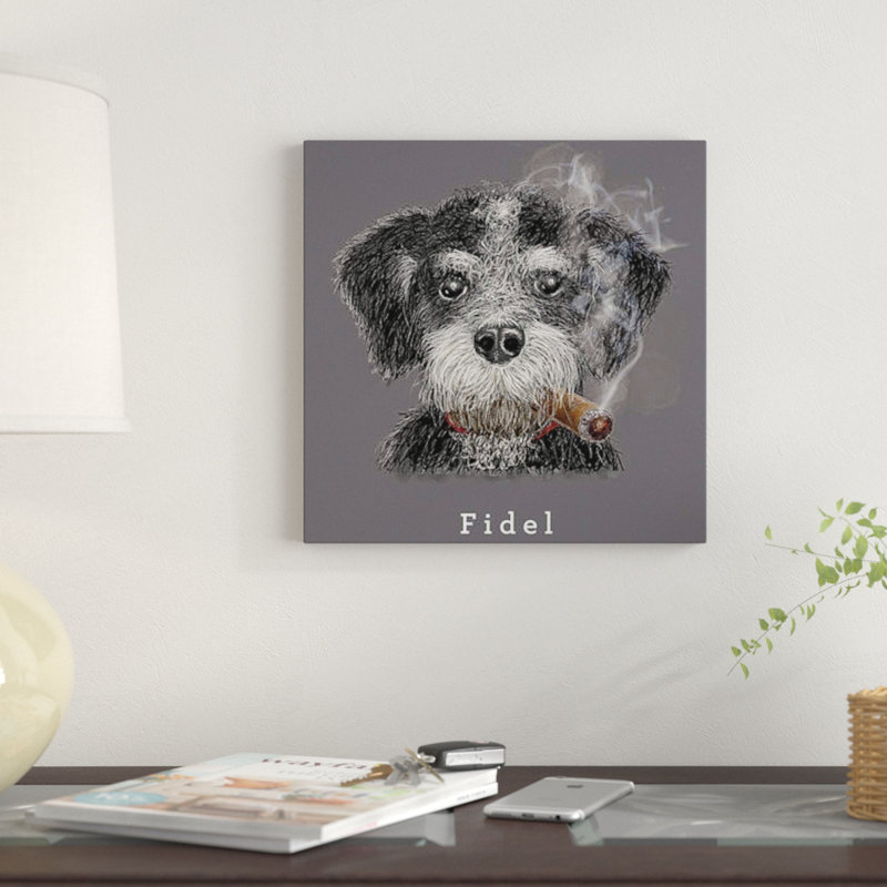 « fidel cubain native », impression sur toile, H 18 po x l 18 po x P 1,5 po, Toile avec cadre noir, Pas de tapis