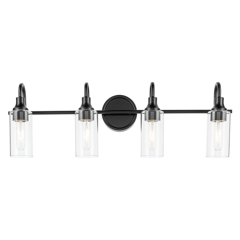31.5" 4-Light Vanity Light with Clear Glass, Satin Black