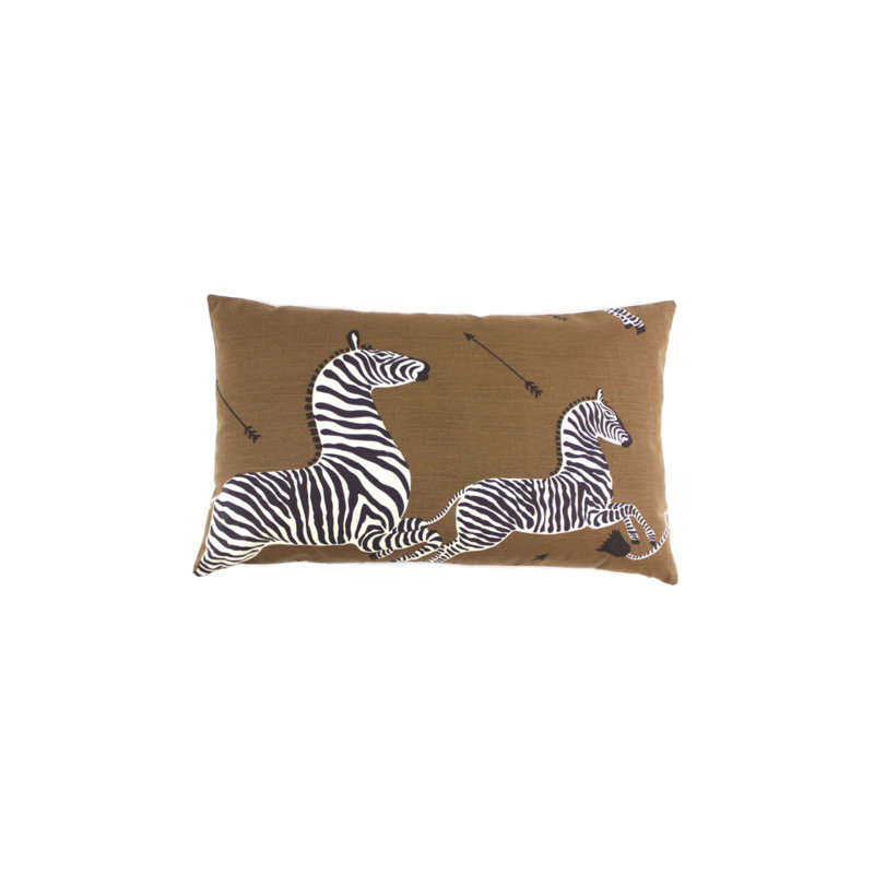 Zebras Cotton Blend Reversible Throw Pillow, Brown/Black