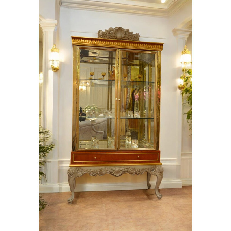 Solid Wood Lighted Curio Cabinet