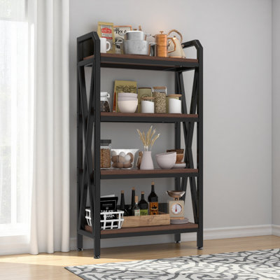 56.30'' Rack 4-Level Storage Shelves Metal And Wooden Kitchen Shelves, Kitchen Organizers And Storage
