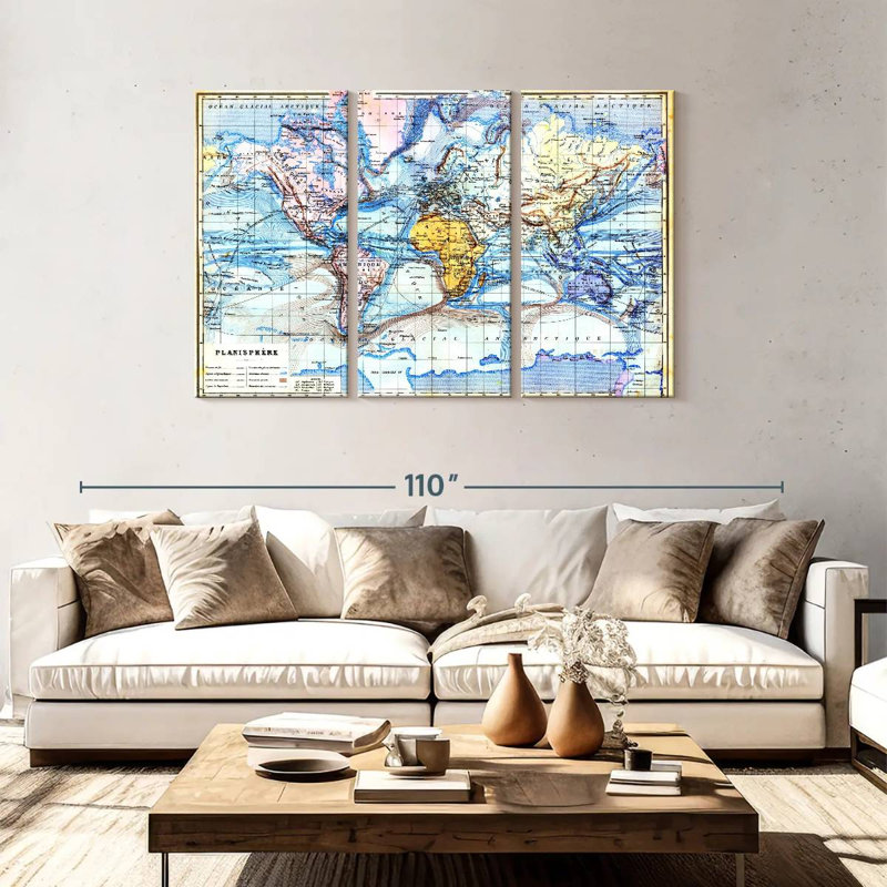 Aletra Planisphere Old Map, 48" H x 74" W