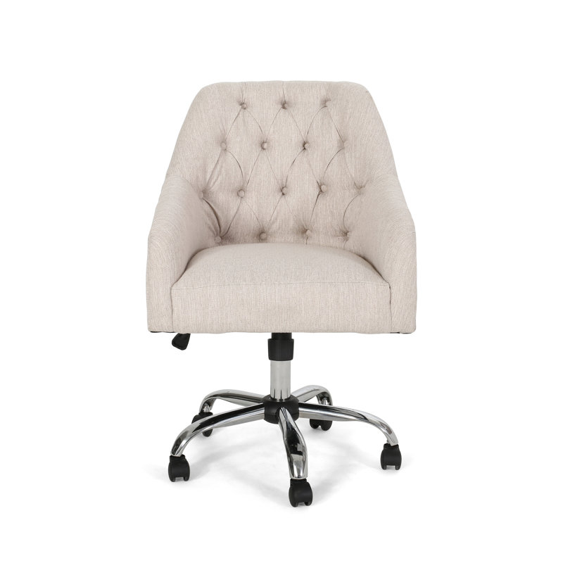 Chaise de bureau contemporaine beige pour un look professionnel avec base et roulettes