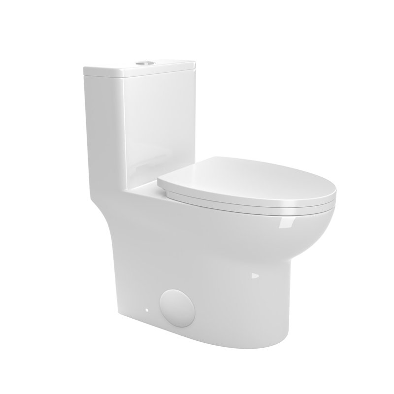 Toilette monobloc 1,1 / 1,6 GPF antimicrobienne, résistante aux fuites, à double chasse d'eau, certifiée CUPC, certifiée Water Sense, céramique, couleur blanche, siège à fermeture en douceur, hauteur confortable, fixation au sol