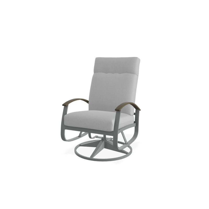 Chaise berçante pivotante réglable avec coussins Askar, Éblouissement, Bois de plage P40, Graphite texturé