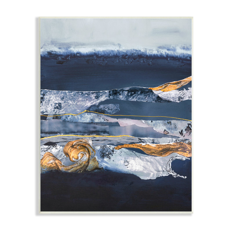 Motif abstrait d'agate empilée dans un paysage d'eau bleue abstraite par Design Fabrikken - Peinture, Plaque murale
