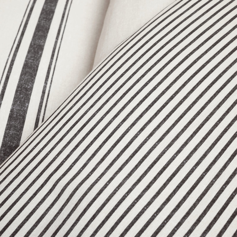 Farmhouse Stripe Black and Cream Cotton Twin XL Duvet Cover Set