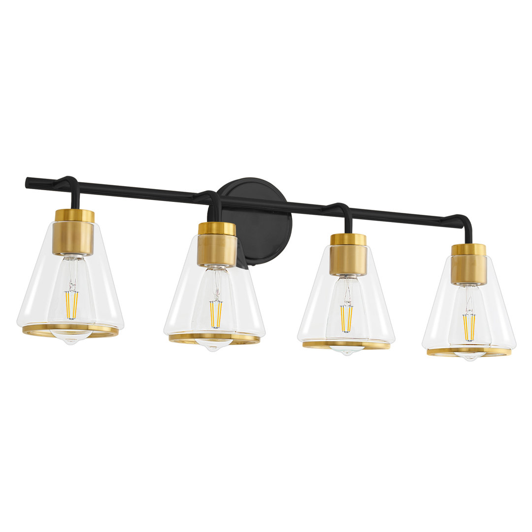 Aniwa Dimmable Vanity Light With Cone Clear Glass Shade Breakwater Bay 