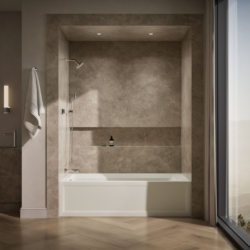 Archer 72" x 36" Soaking Bathtub, Biscuit, Left
