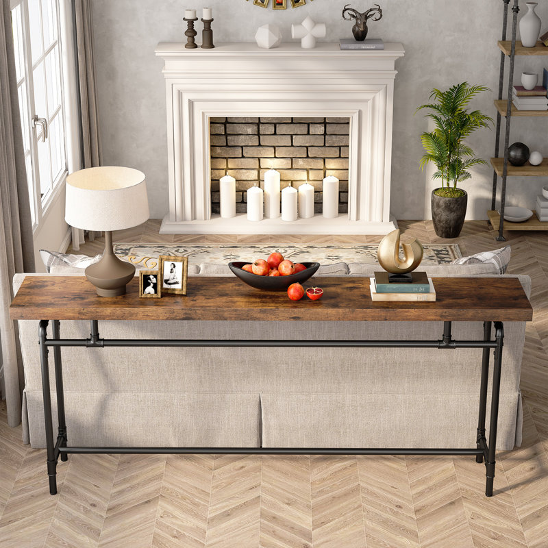 Shanjida 70.9'' Console Table, Rustic Brown/Black