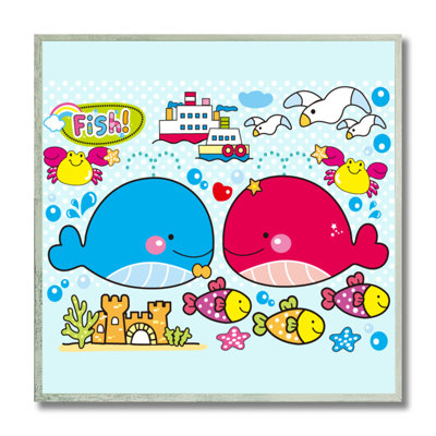 "Colourful Fish" Kid's Framed Wall Art, 12" x 12"