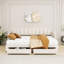 Lit de jour simple rembourré extensible de taille XL avec éclairage à DEL et tiroirs de rangement-452267591